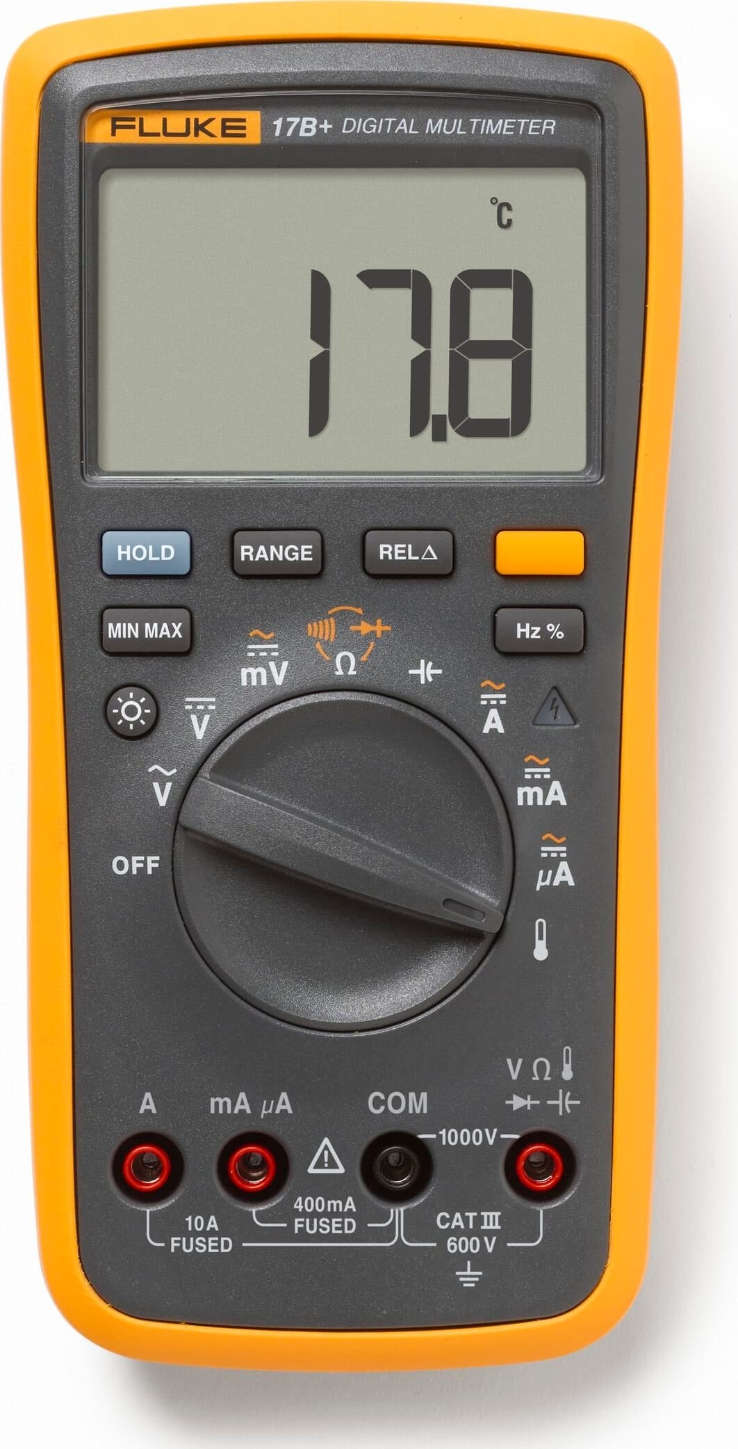 FLUKE 17B+ Digital Multimeter (1000V/10A) with Temperature and Frequency